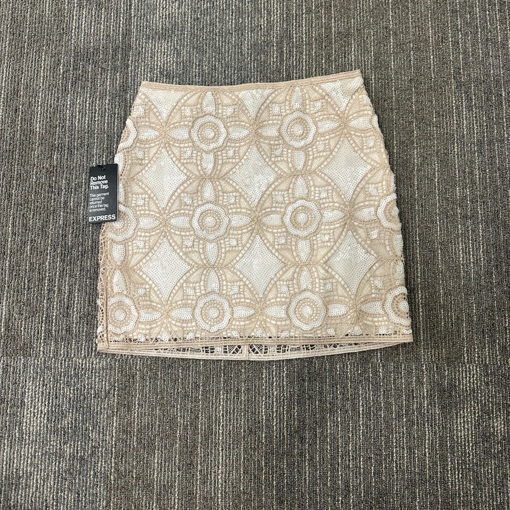 Express Beige Lace Skirt